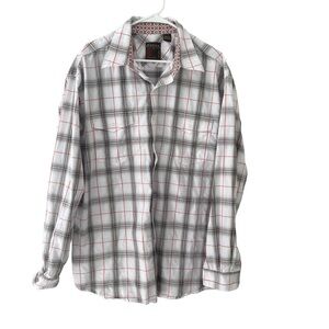 ROPER Western Grey Orange Long Sleeve Button Up Flip Cuff Shirt XL